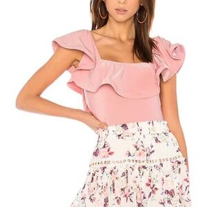 Misa Los Angeles Pink Ruffle Bodysuit